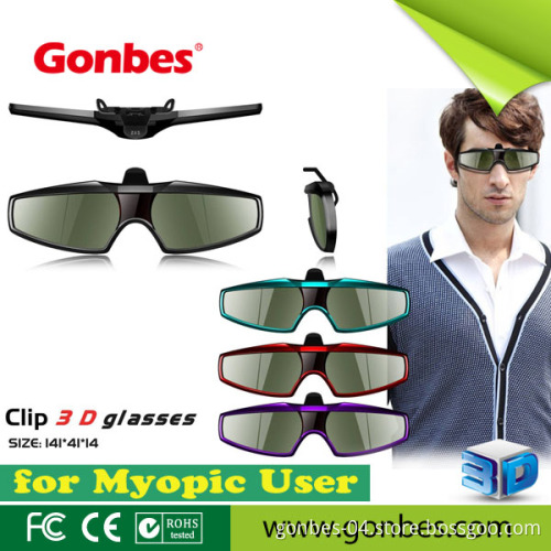 Clip-on 3D TV Glasses Active Shutter 3D TV Clip-on Glass Eyewear